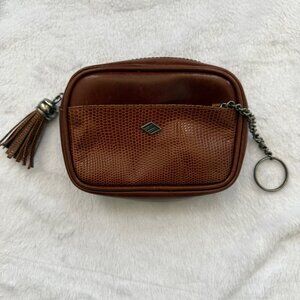 Joseph Abboud Regency Genuine Leather Brown Travel Pouch 4.5" x 3.5" Italian